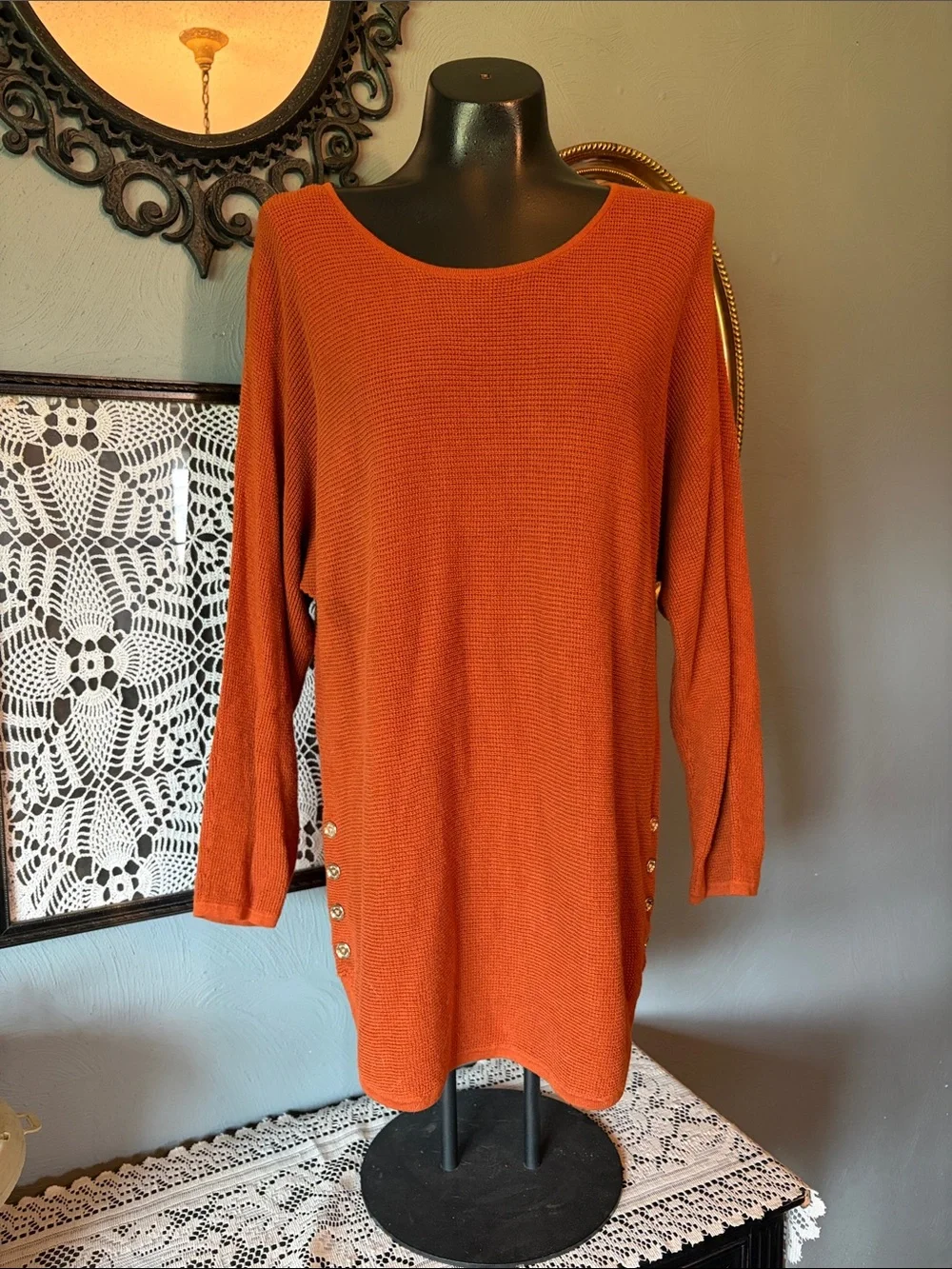 Michael Kors Rust Orange Scoop Neck Knit Sweater
